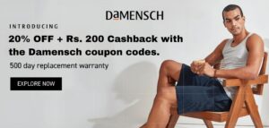 Damensch Coupon Code: Get 20% OFF + ₹200 Cashback!